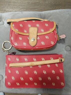 Dooney & Bourke Red Flap Wristlet Combo